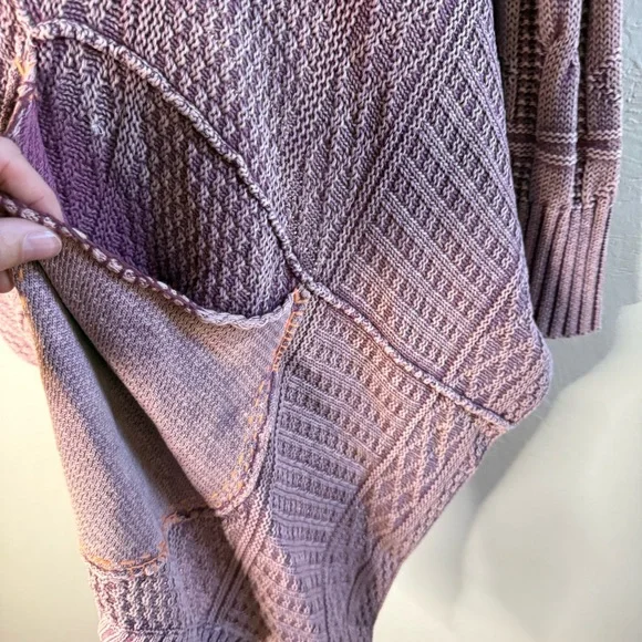 Free People All Washed Out Knit Cardigan Asymmetrical Hem Open Front Size Small - Picture 4 of 11